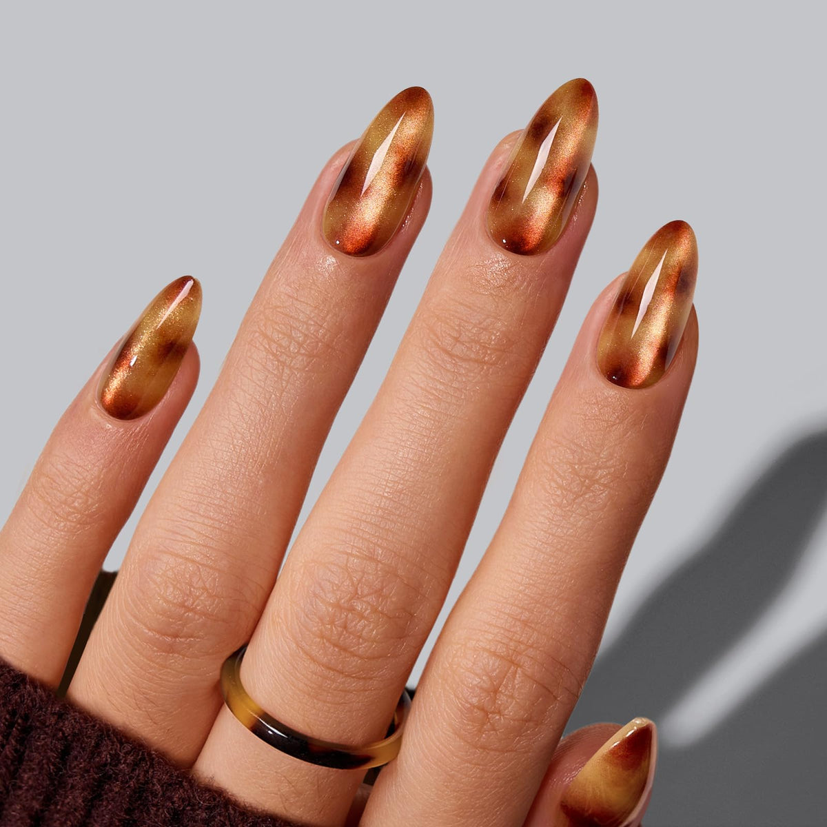 BTArtbox front packaging showing medium almond brown nails, professional look