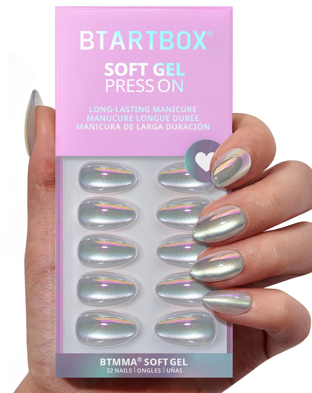 BTArtbox front packaging showing cat eye almond nails and kit benefits