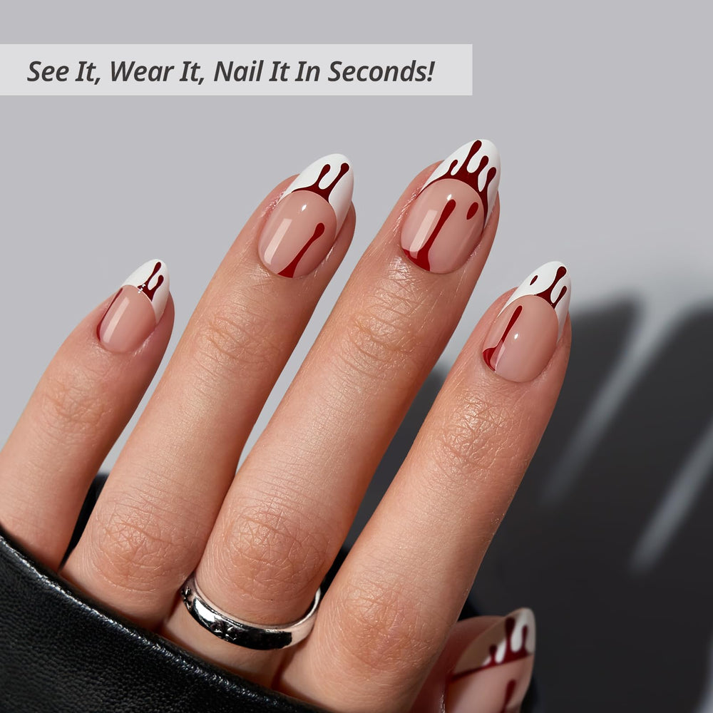 BTArtbox close-up of short almond French tips showing natural finish and salon look