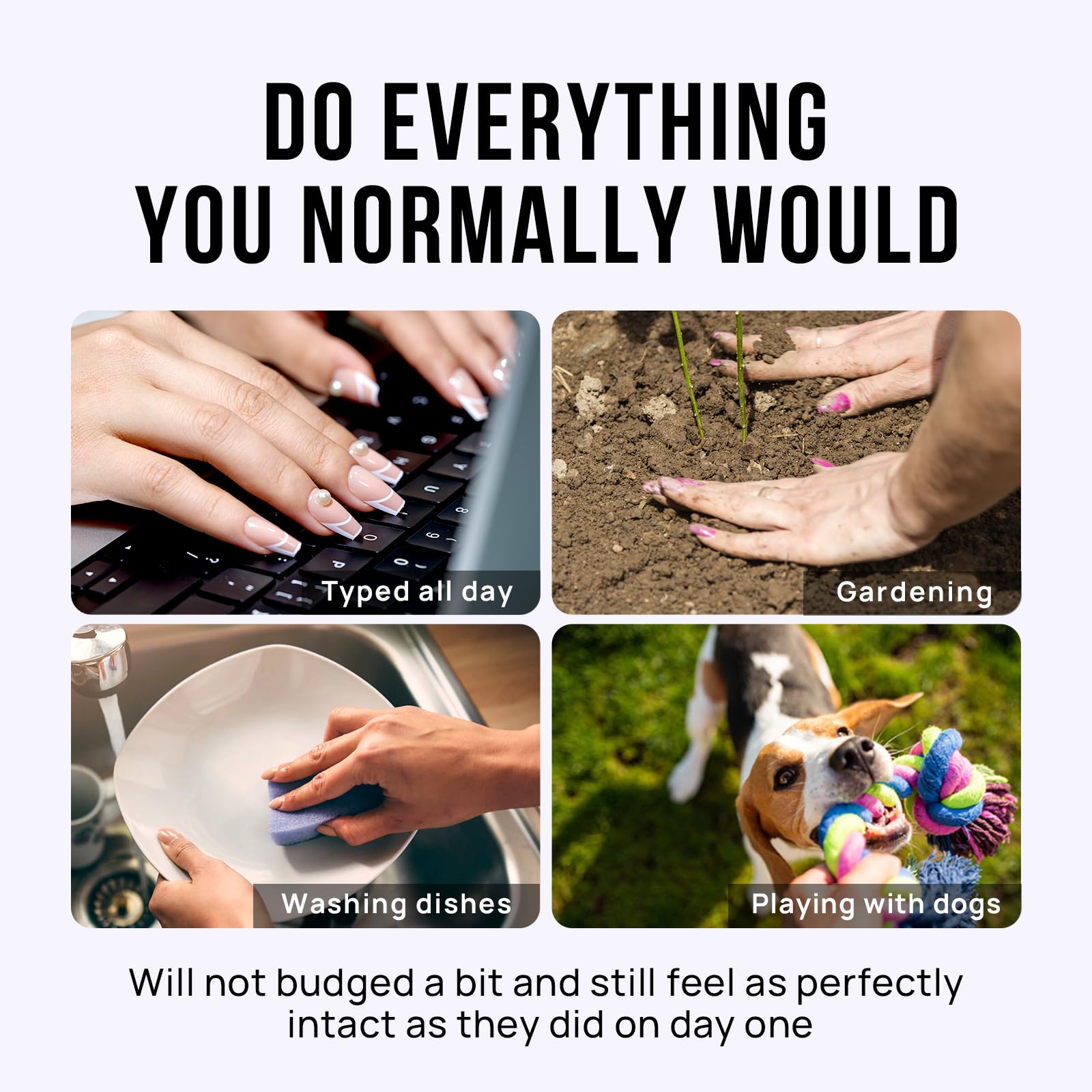 BTArtbox worn nails on hands in lifestyle shot showing durable everyday wear benefit