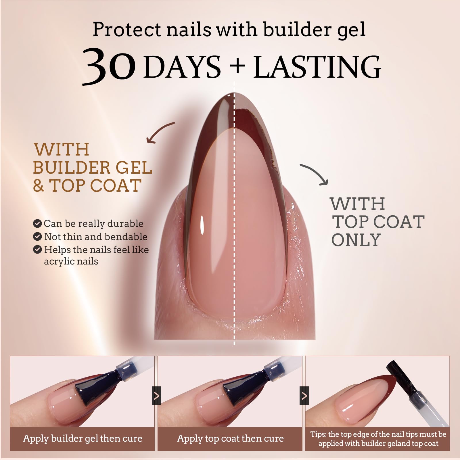 BTArtboxnails application with gel glue illustrating stronger hold benefit