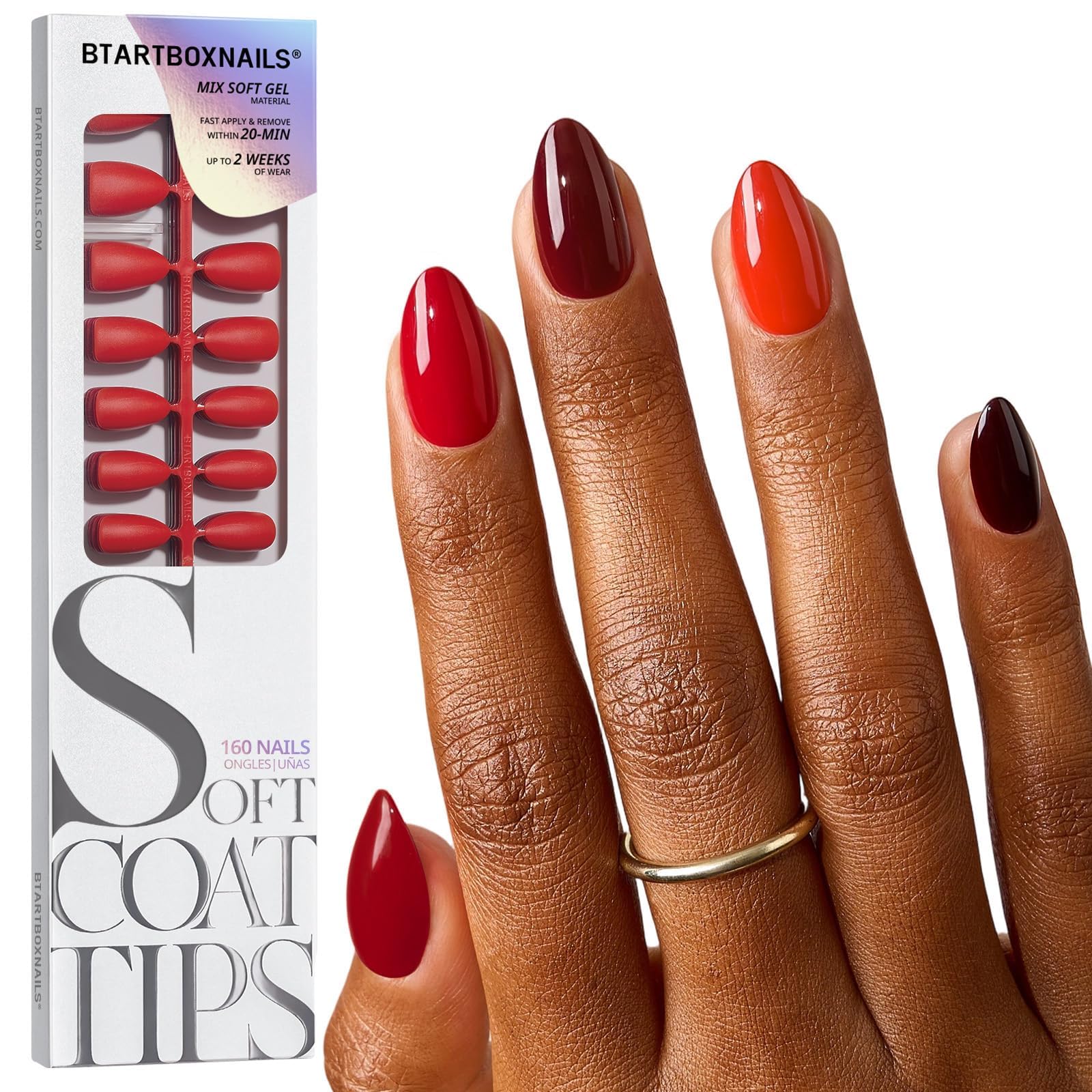 BTArtboxnails front packaging showing full 160-piece kit and benefit: ready-to-use convenience