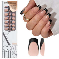 BTArtboxnails front packaging showing black French tips and kit contents benefit: clear presentation