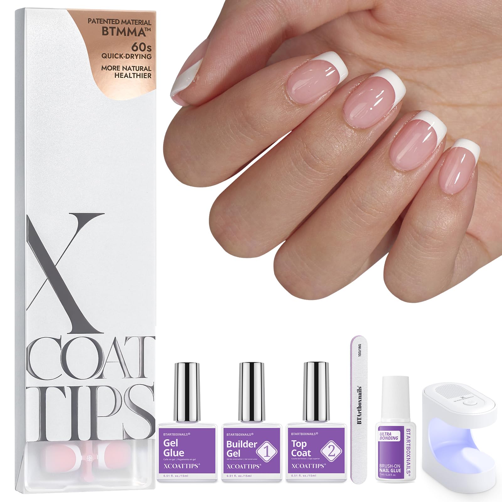 BTArtboxnails front packaging showing French tip set and benefits