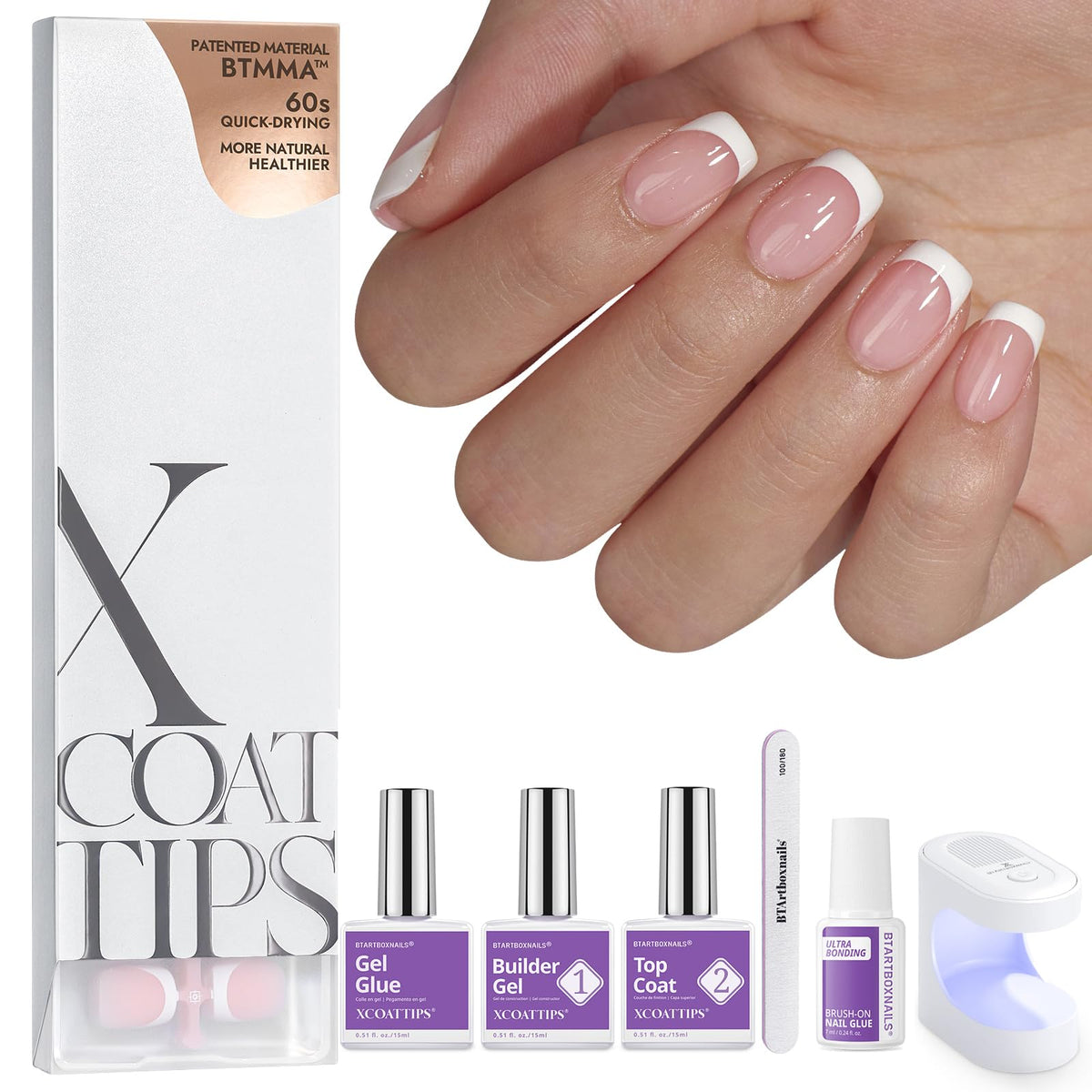 BTArtboxnails front packaging showing French tip set and benefits