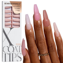 BTArtboxnails front packaging showing 160-piece nude ballerina set and clear benefit