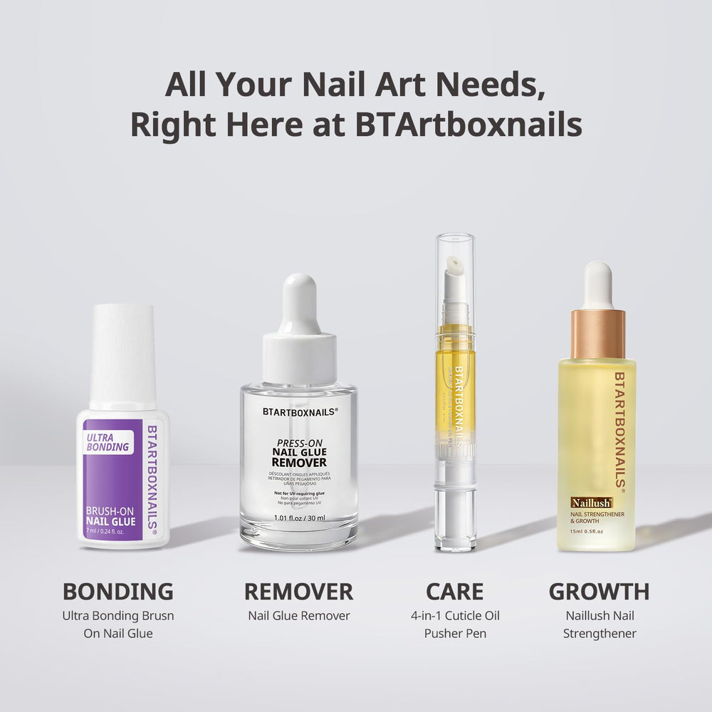 BTArtboxnails nails beside ruler showing short almond scale ideal for practical wear