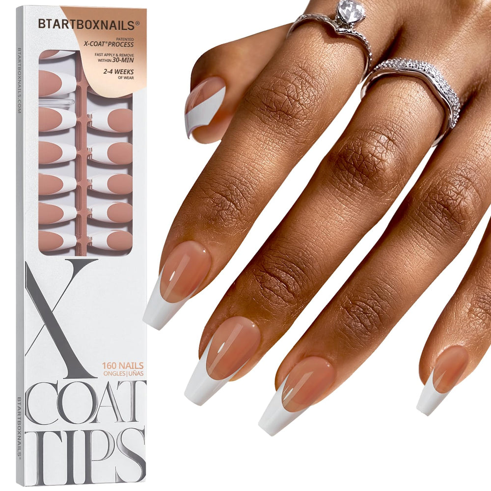 BTArtboxnails front view showing polished white French tips and salon finish