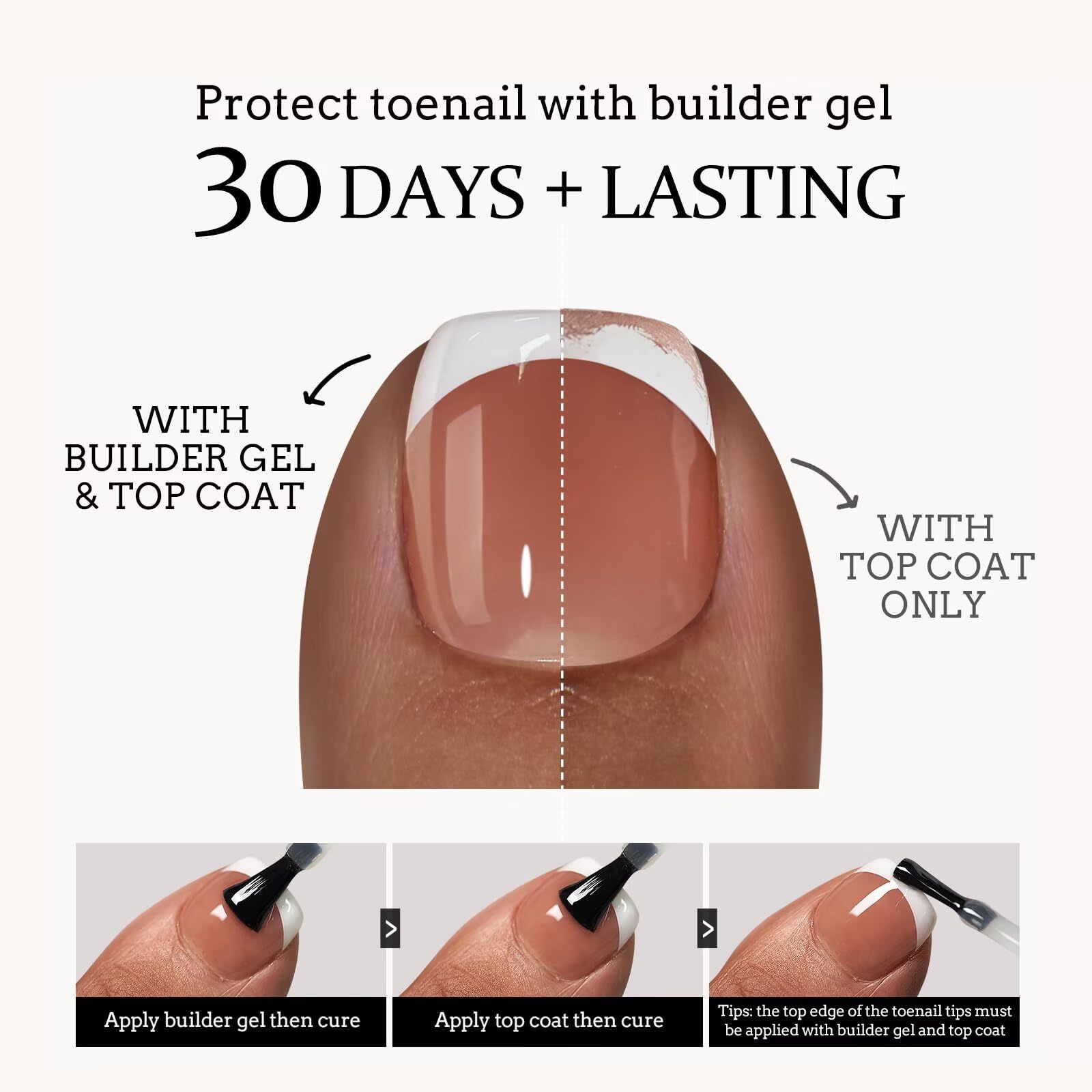 BTArtboxnails worn on toes with sandals showing natural French-tip look