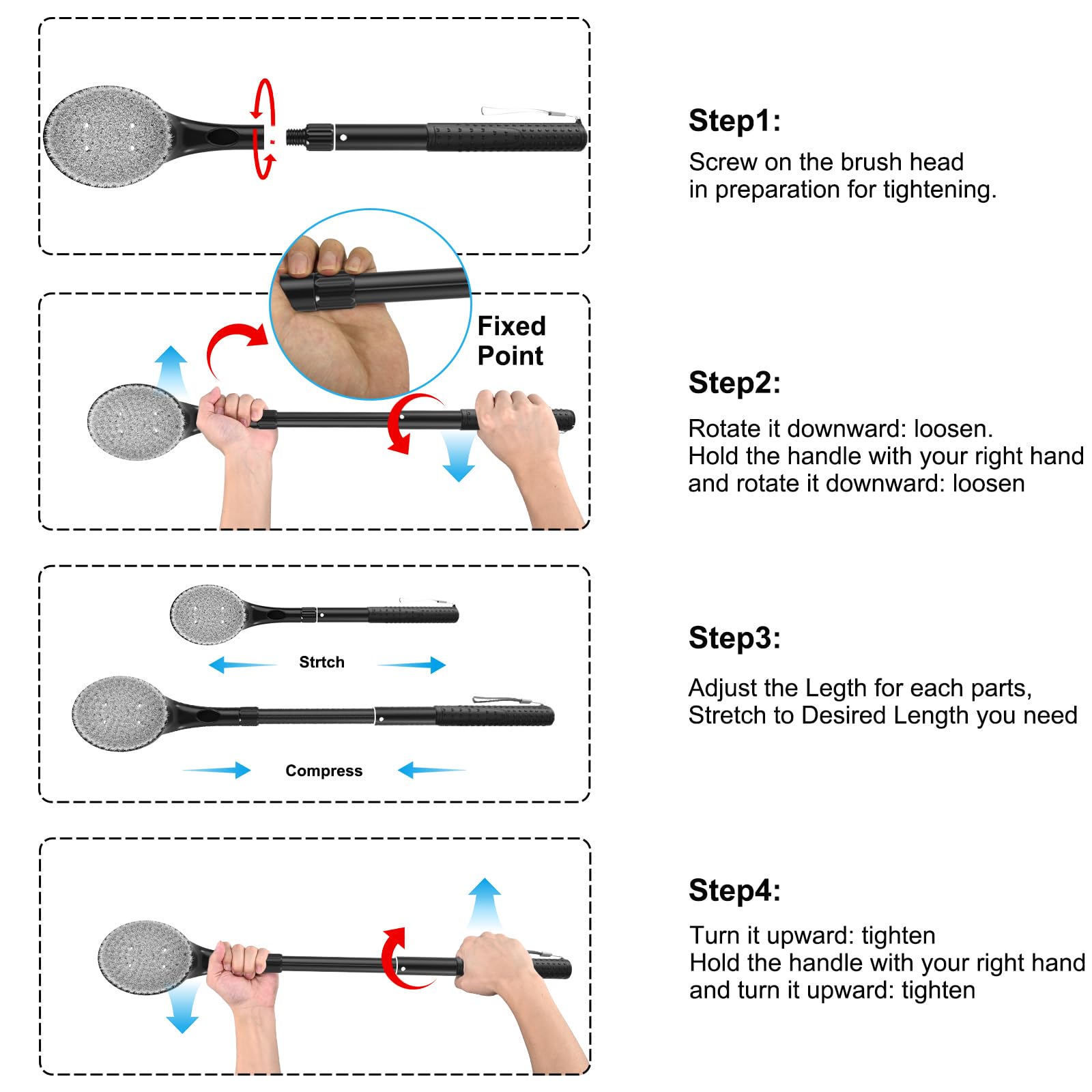 BTideas textured anti-slip handle providing secure grip and safer use in shower