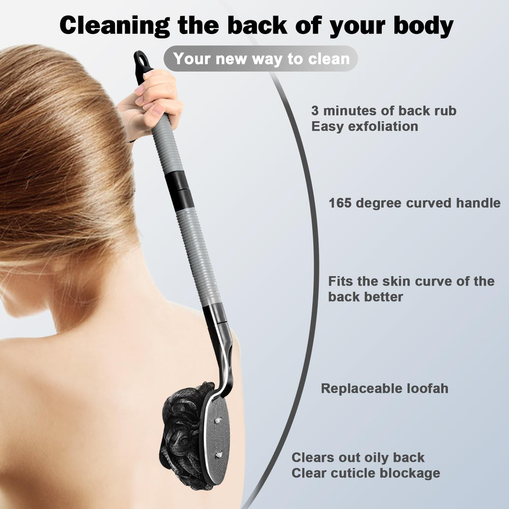 BTideas back scrubber in use demonstrating reach and thorough cleaning