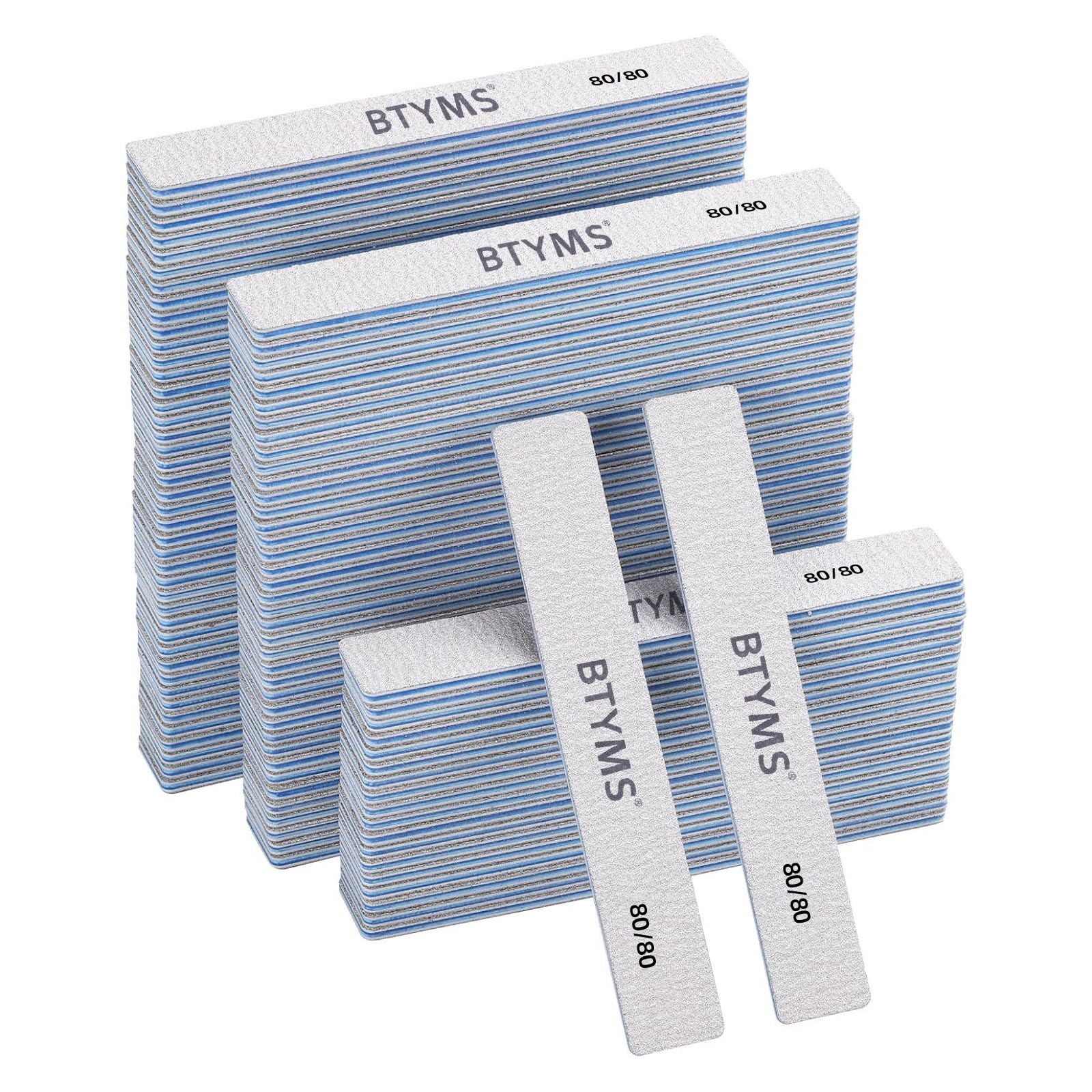 BTYMS front packaging showing 100-count emery boards, bulk supply advantage