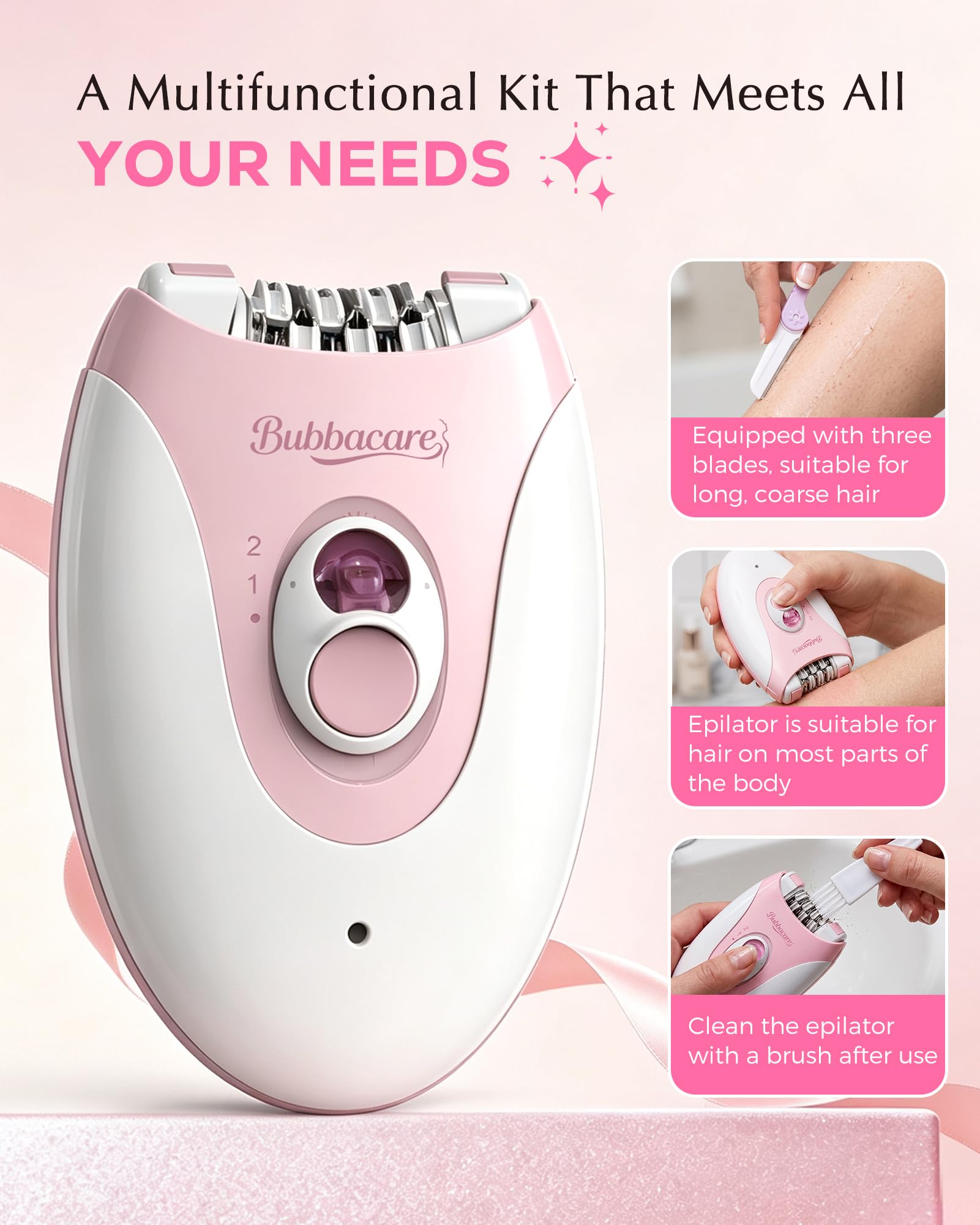 Bubbacare facial use showing precision on upper lip and gentle performance