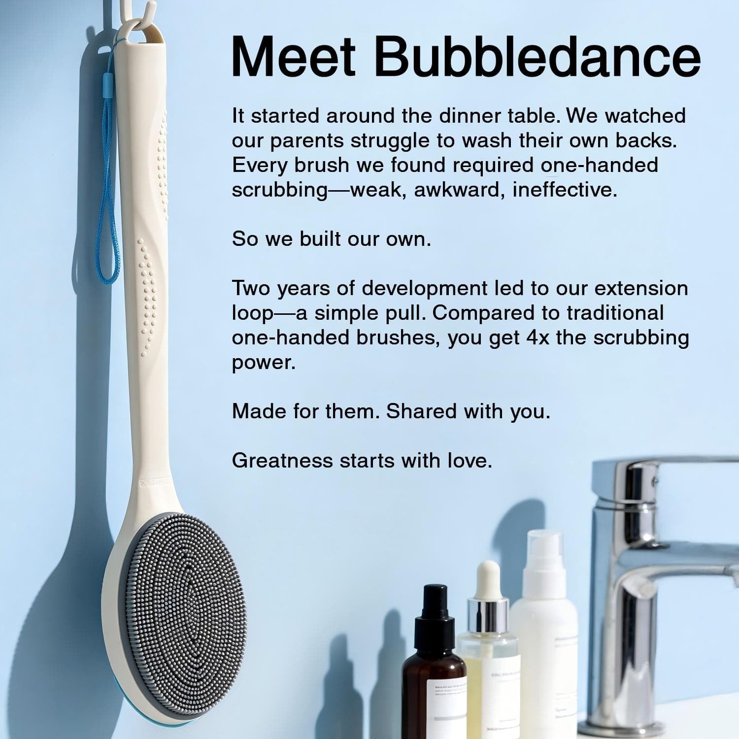 BUBBLEDANCE on bathroom shelf lifestyle scene for easy-access convenience