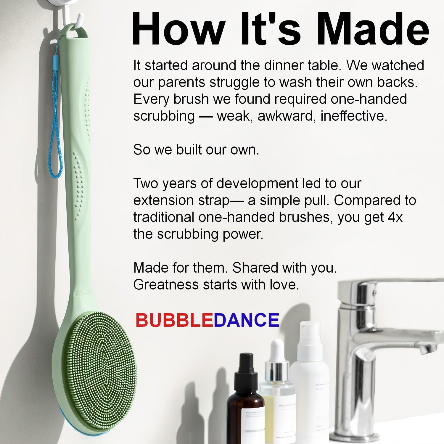 BUBBLEDANCE packaging and labels showing material and safety information benefit