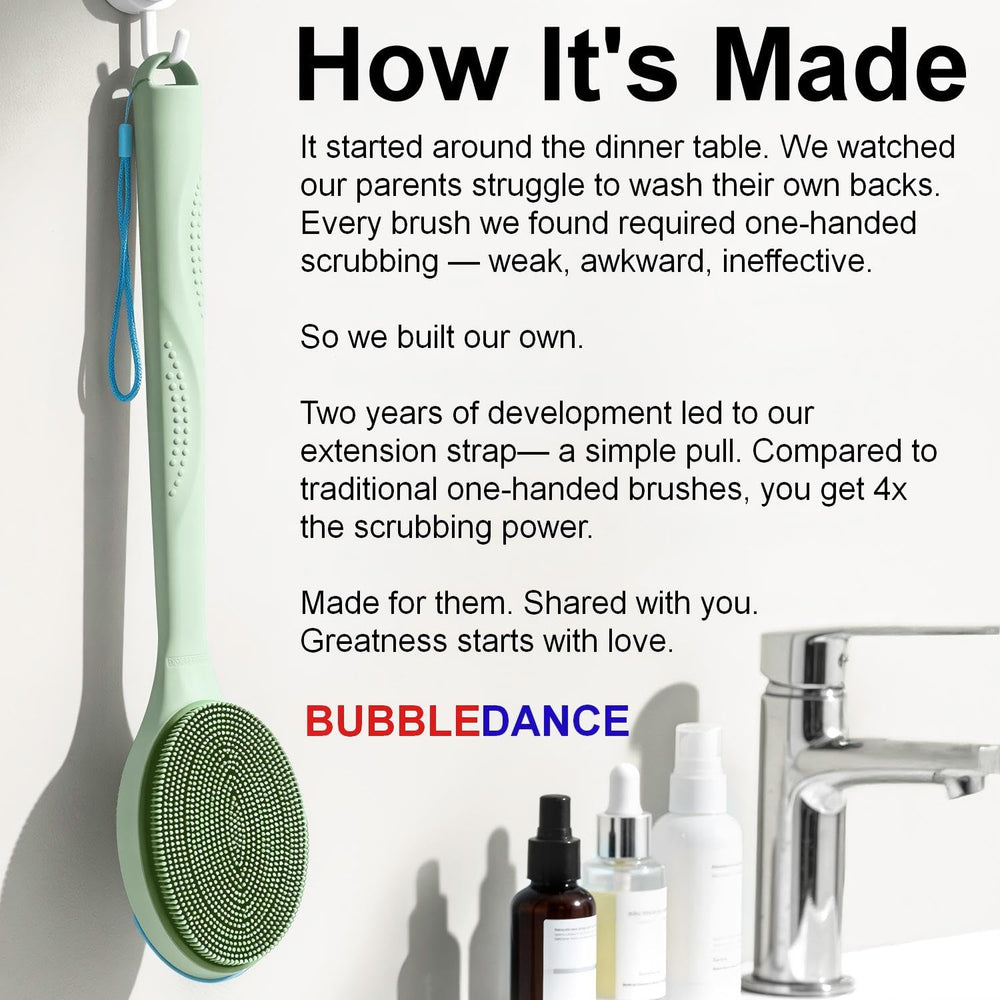 BUBBLEDANCE packaging and labels showing material and safety information benefit