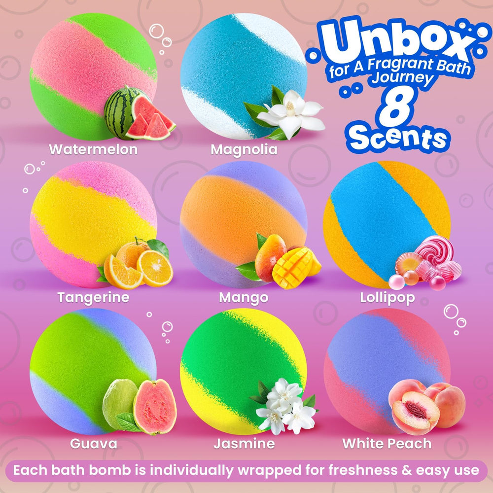 BubbleTail bath bomb beside ruler showing 1.8-inch size for longer fizz