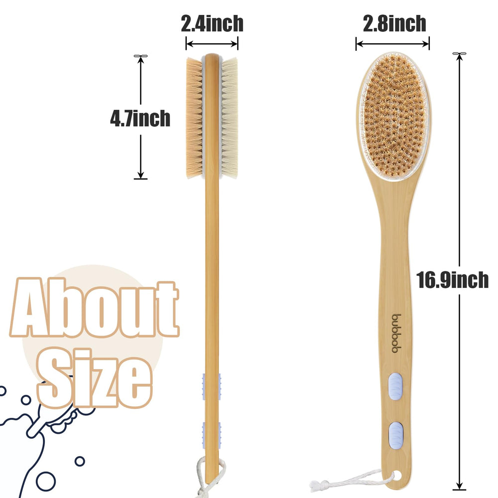 bubbob close-up of dual bristles highlighting exfoliation and gentle lather benefit
