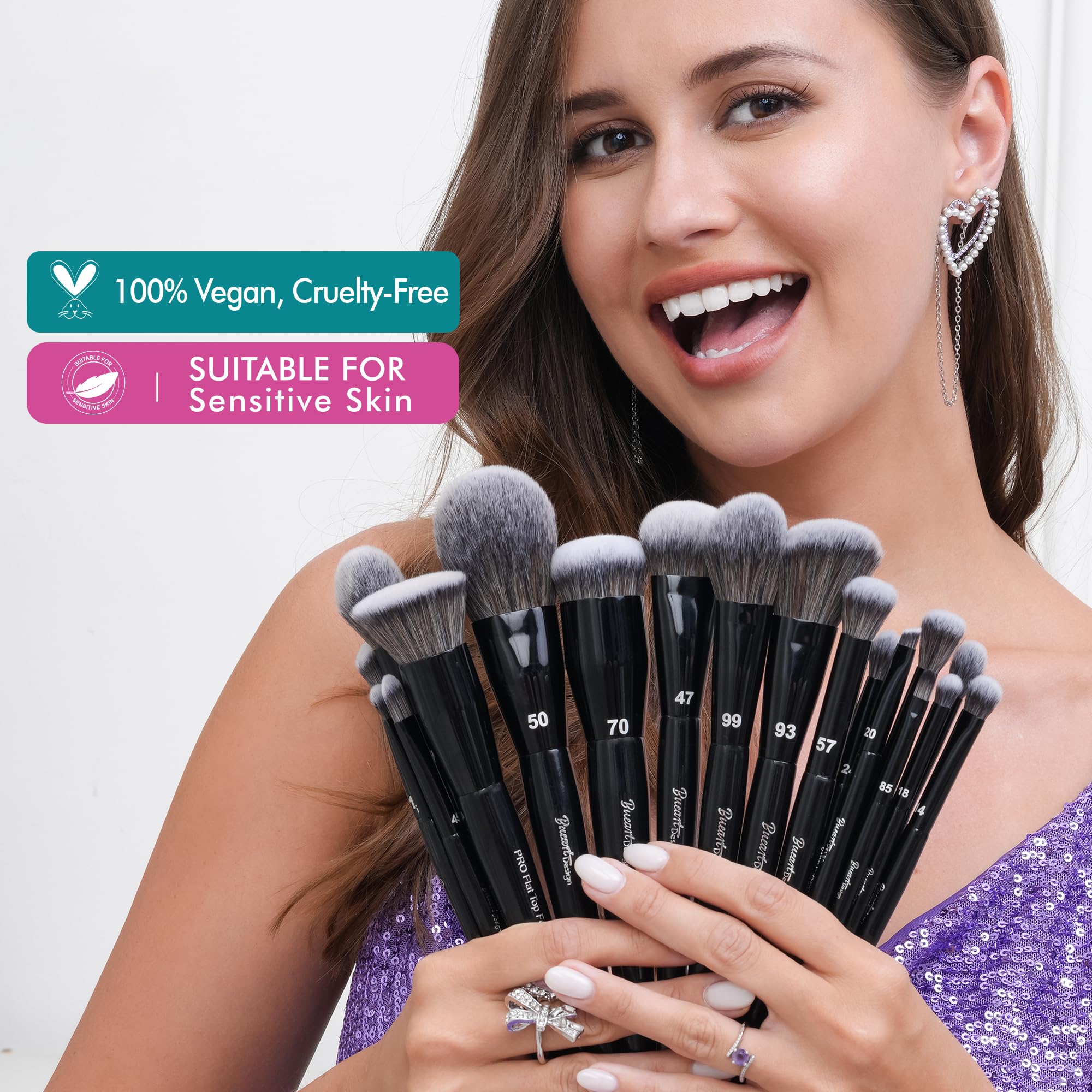 Bueart Design soft synthetic bristles close-up showing dense fibers for smooth application