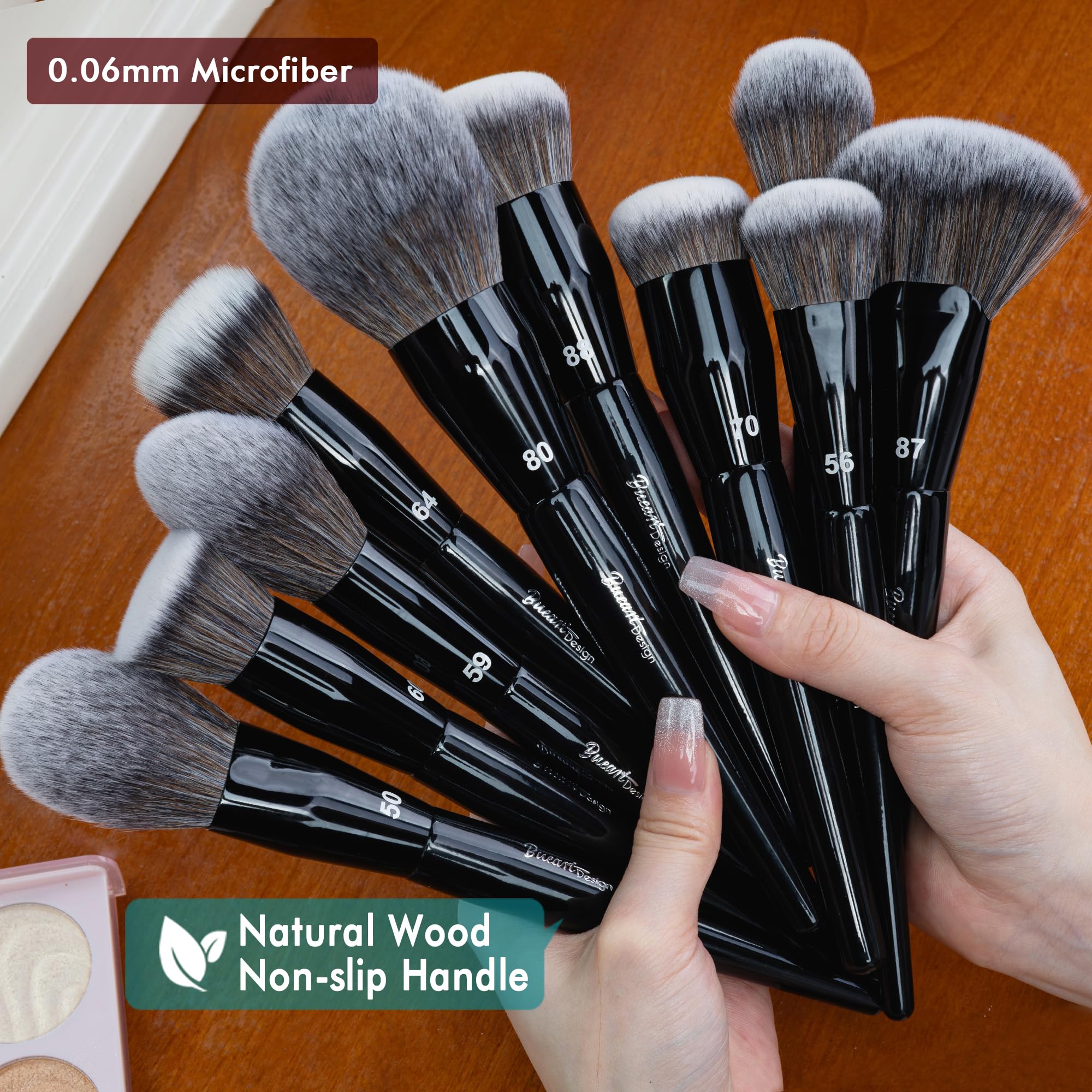 Bueart Design applying foundation with large brush for even coverage