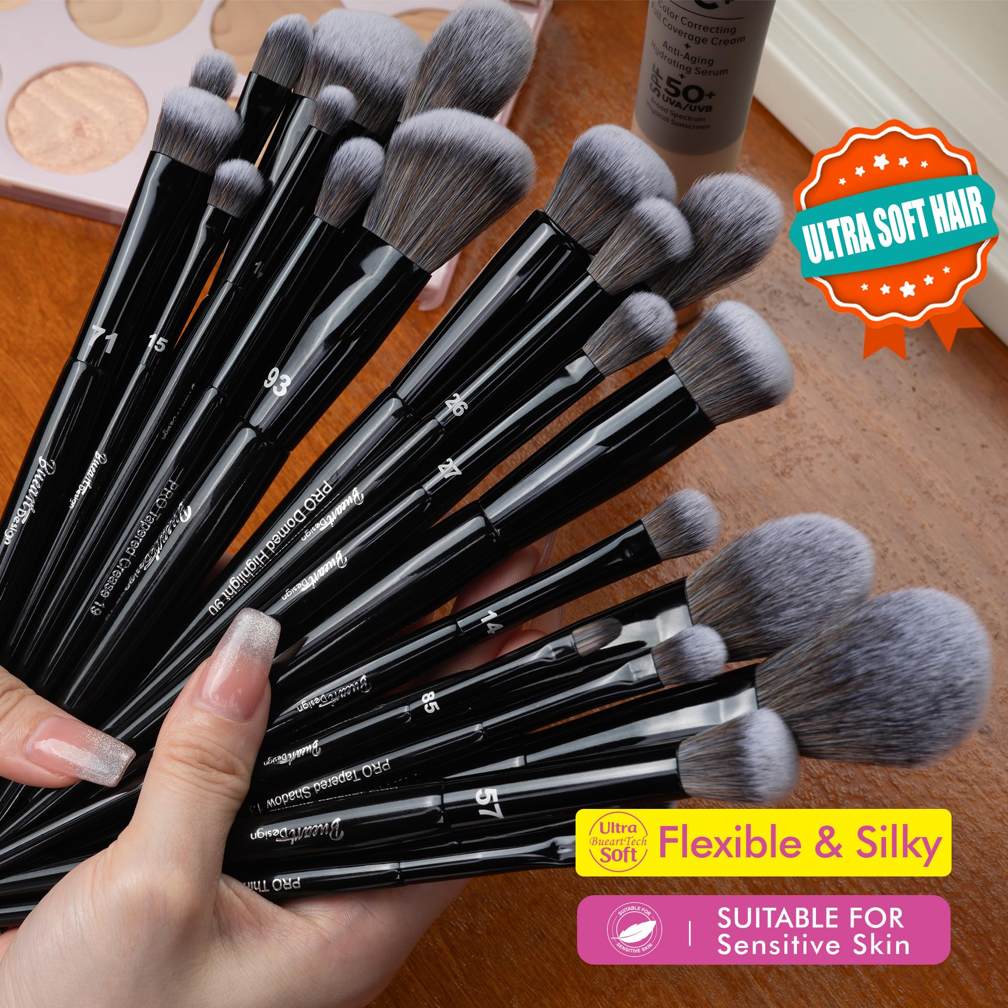 Bueart Design eyeshadow brushes detail for precise crease blending