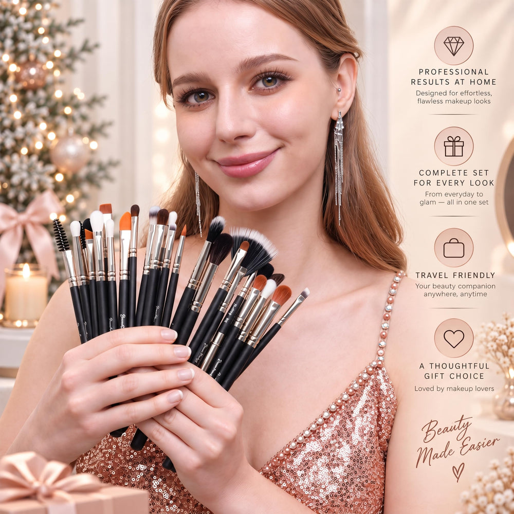 Bueart Design face brushes grouped to show large domed and flat heads for powders and liquid