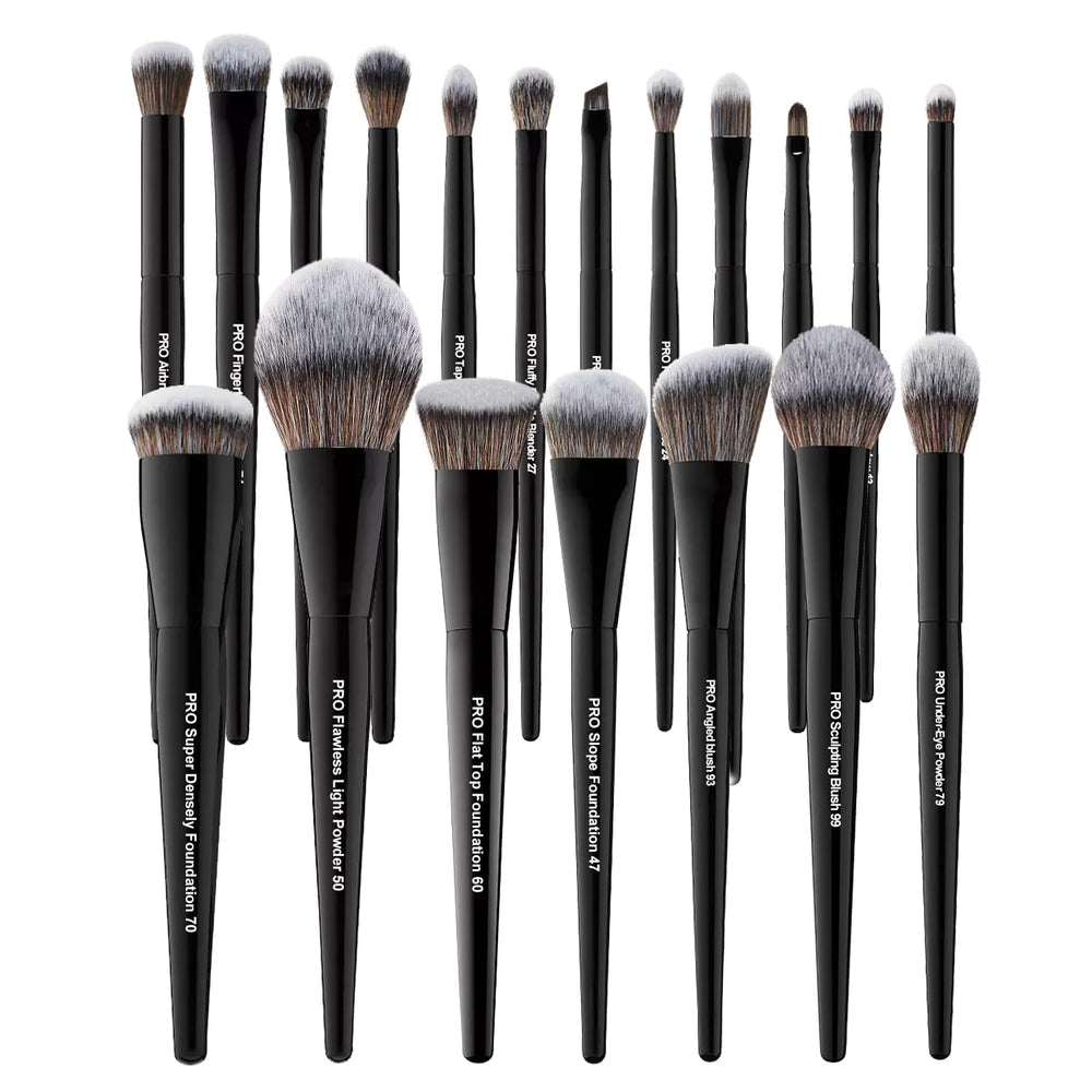 Bueart Design full 19-piece brush set front view showing complete collection and organized layout