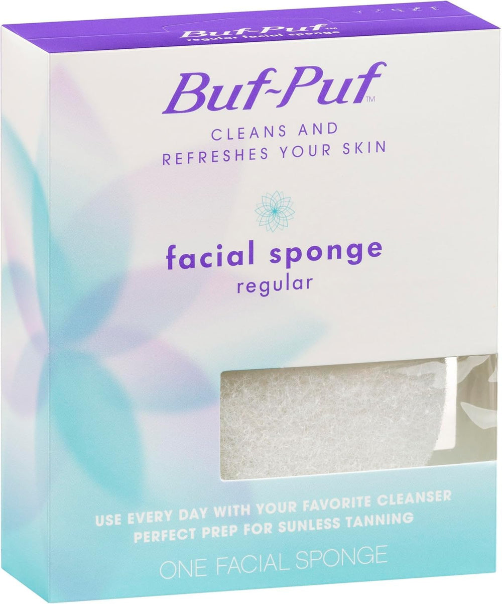 Buf-Puf sponge beside moisturizer showing prepped skin ready for hydration