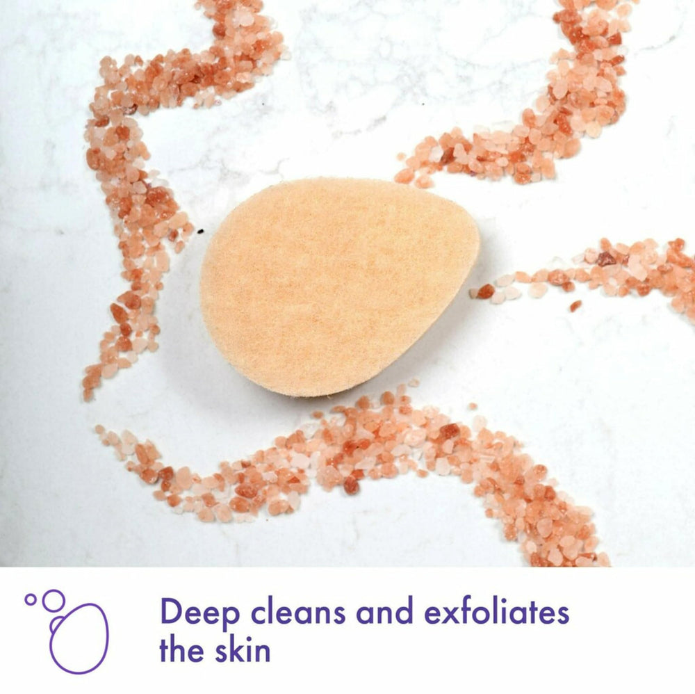 Three Buf-Puf sponges arranged to show included pack for rotation benefit
