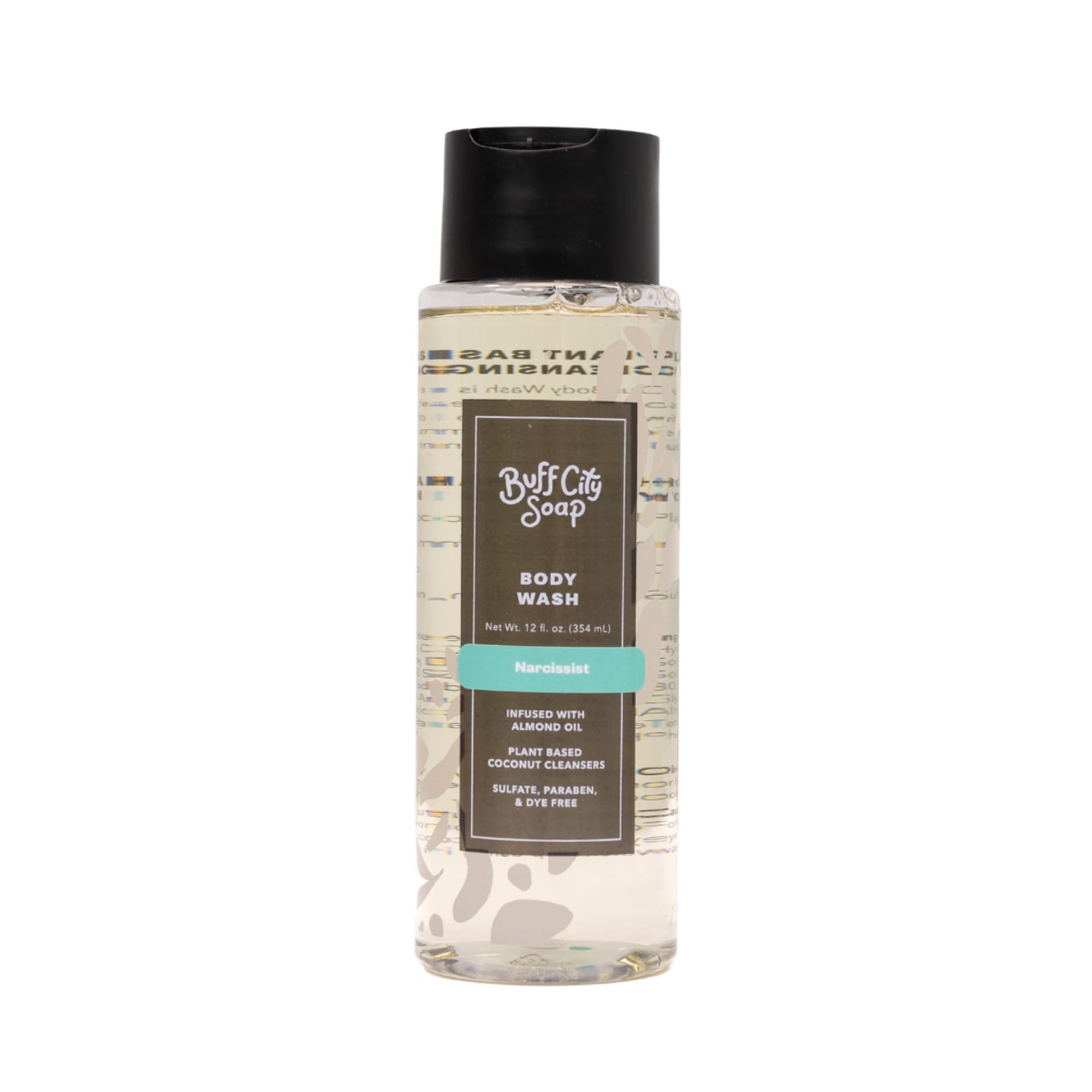 Buff City Soap Narcissist front label showing scent and benefits