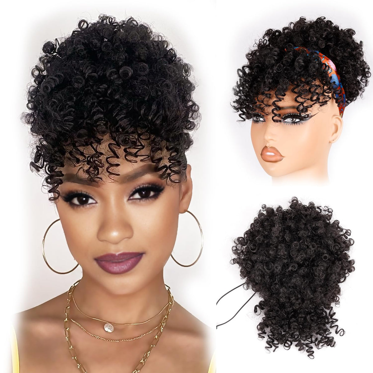 builson front packaging showing dark brown ponytail and benefits of quick styling