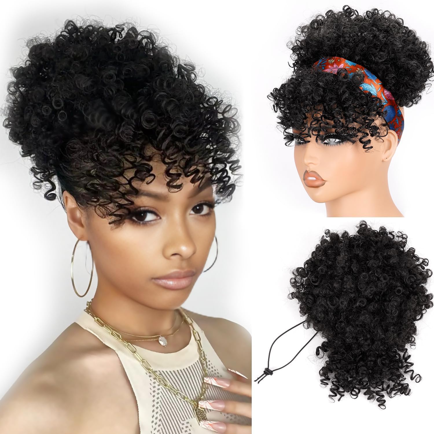 builson front view afro puff showing natural finish and instant style