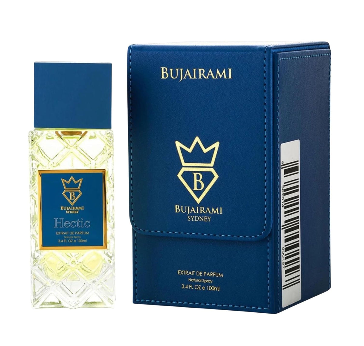 bujairami Hectic front bottle view showing elegant design and easy-grip bottle