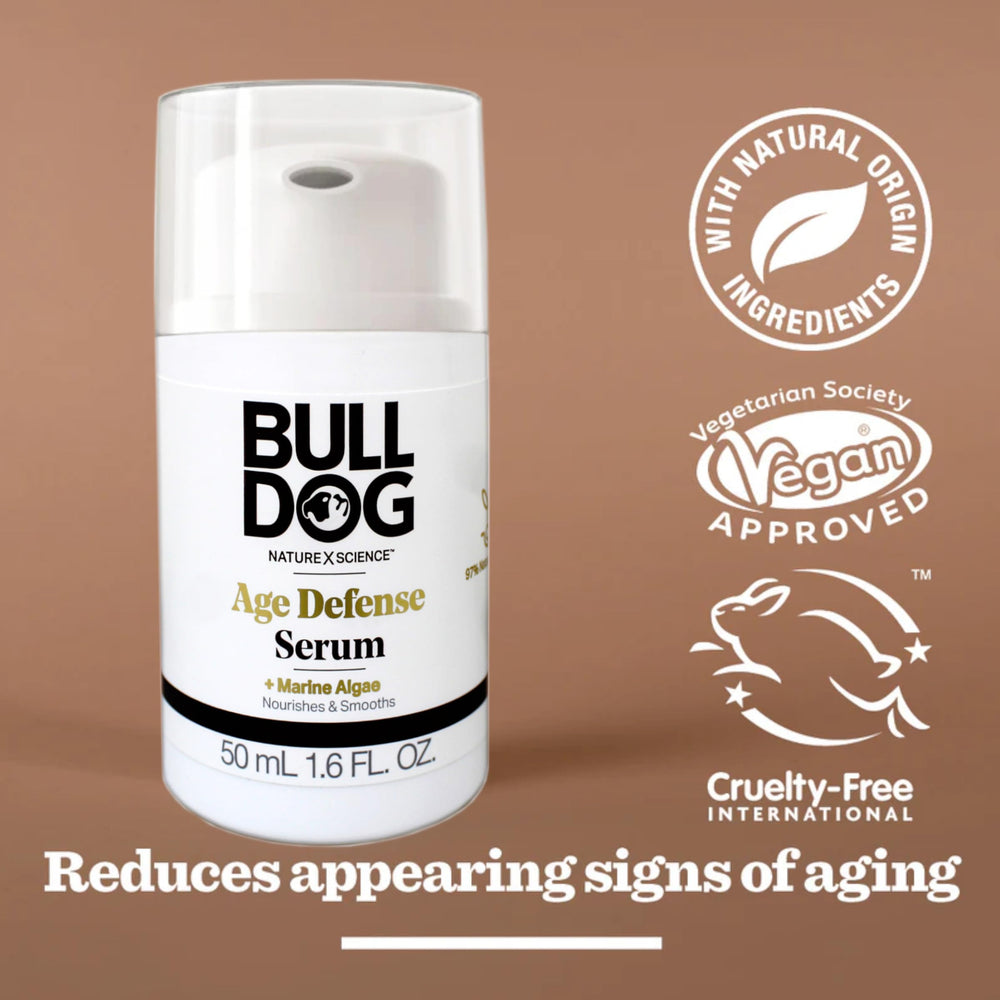 Bulldog Skincare for Men bottle next to credit card illustrating 1.6 fl oz size