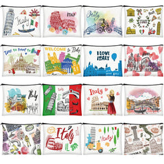 Bulyoou front view of 16-pack colorful Italy cosmetic bags showing convenience