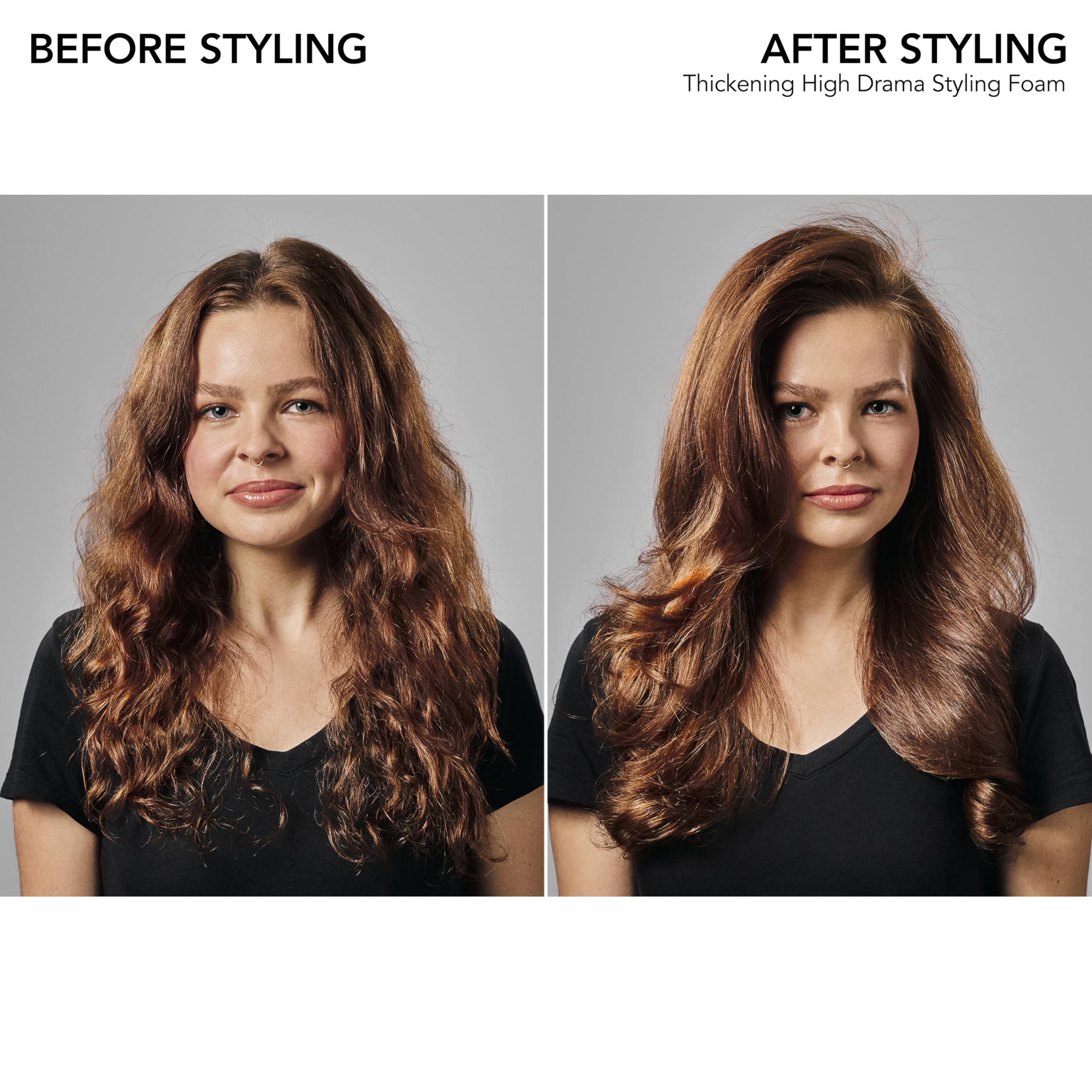 Bumble and bumble styled hair after blowout delivering full volume