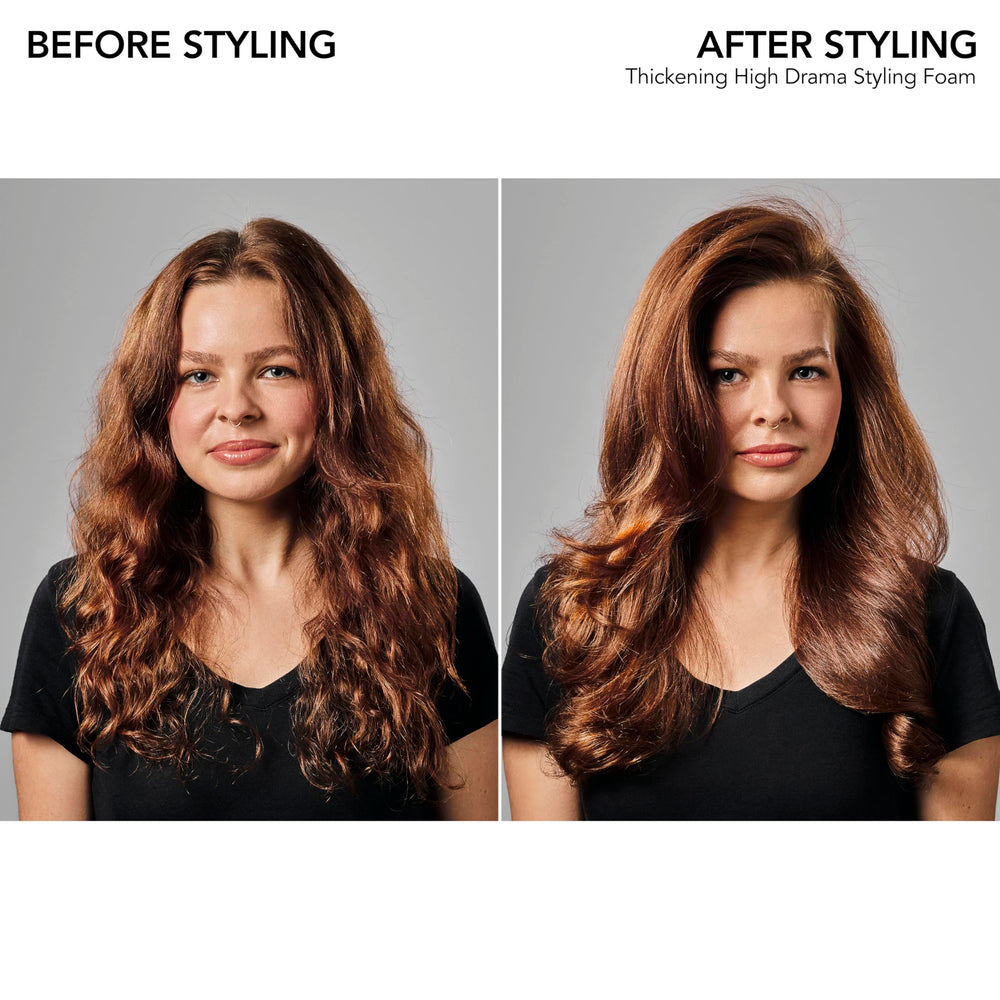 Bumble and bumble styled hair after blowout delivering full volume