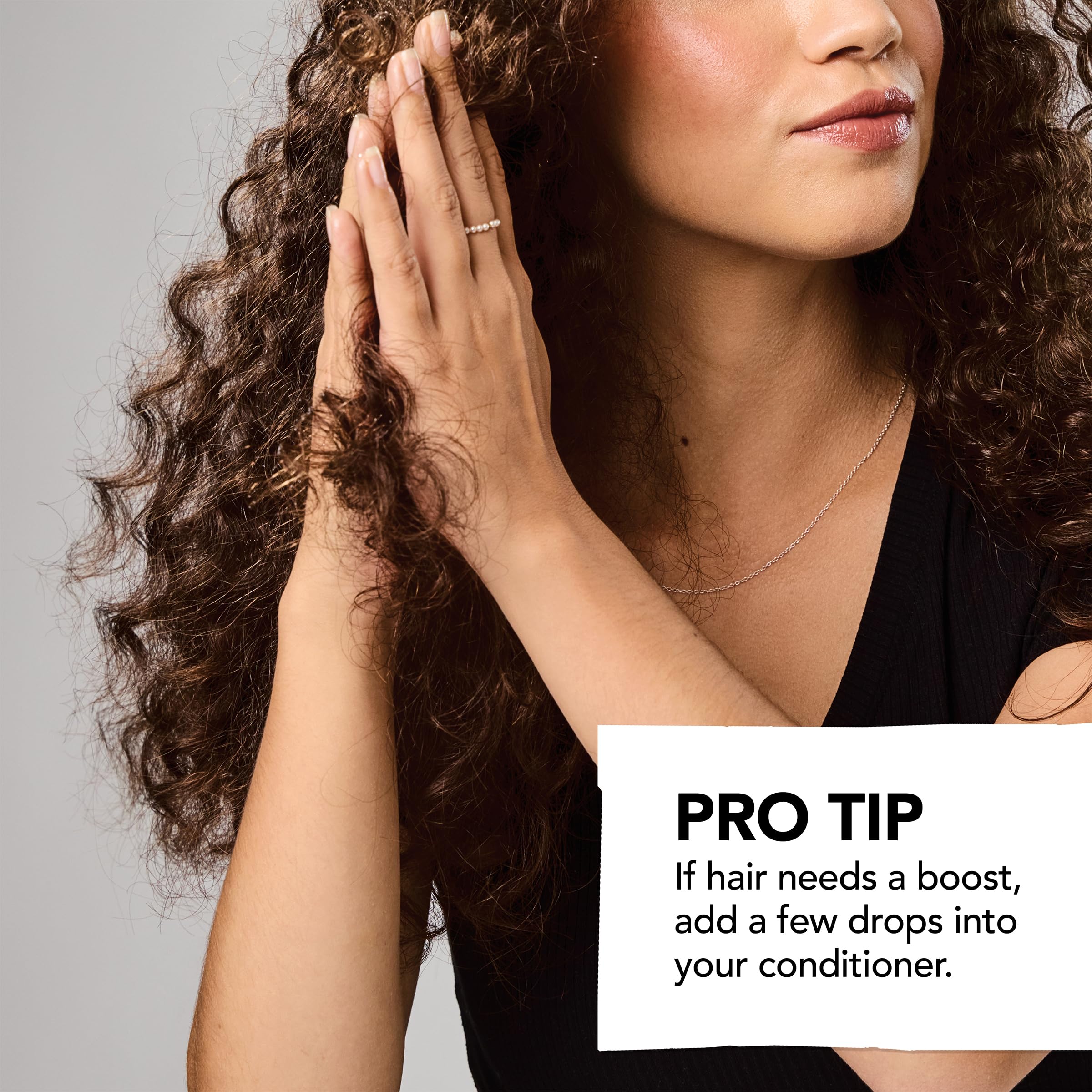 Bumble and bumble applied to dry hair showing soft shine and smooth finish