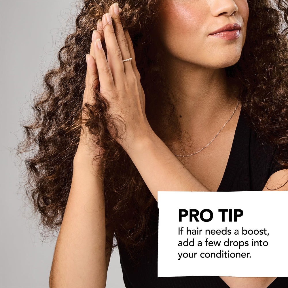 Bumble and bumble applied to dry hair showing soft shine and smooth finish