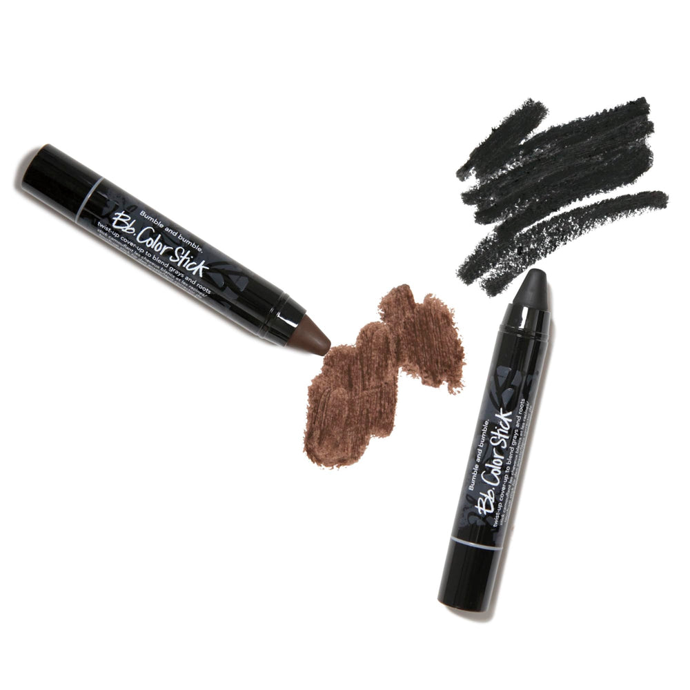 Bumble and bumble Color Stick next to a coin illustrating compact size and portability advantage