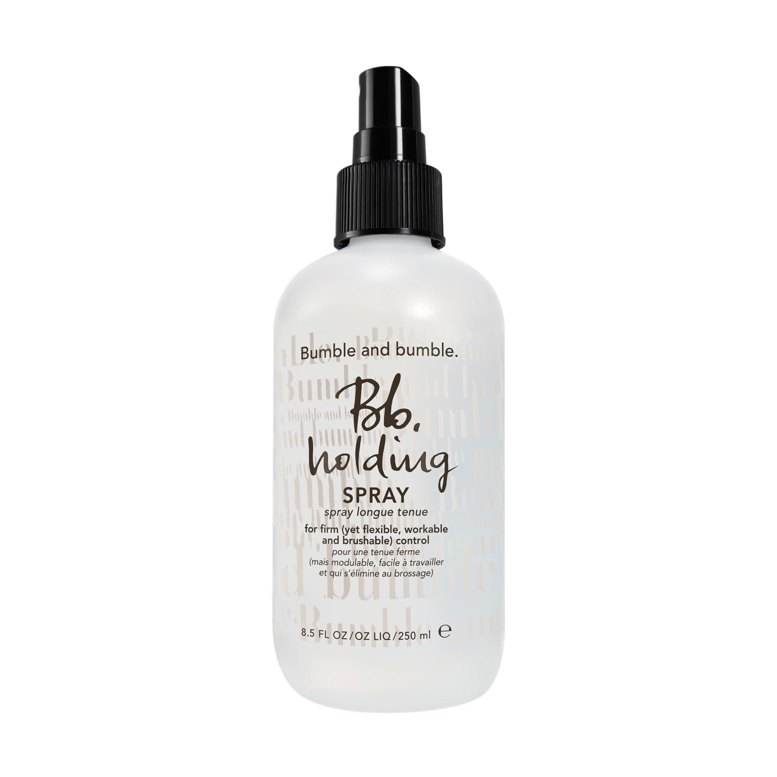 bumble and bumble front packaging showing bottle and label, clear brand presentation and hold