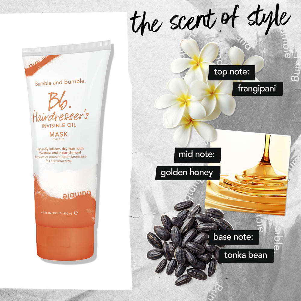 Bumble and bumble mask on a bathroom shelf styled to show salon-level home treatment