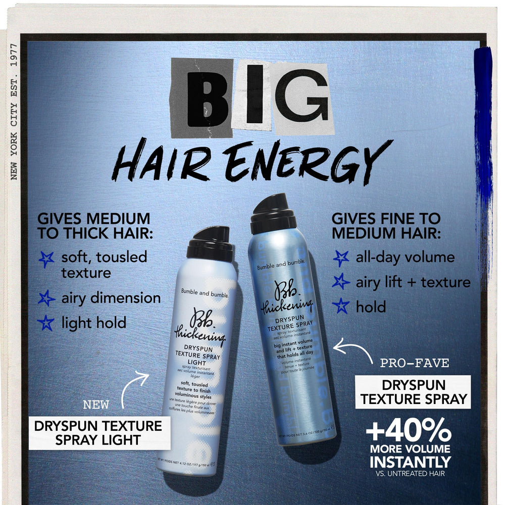 Bumble and bumble hair close-up showing translucent finish without residue