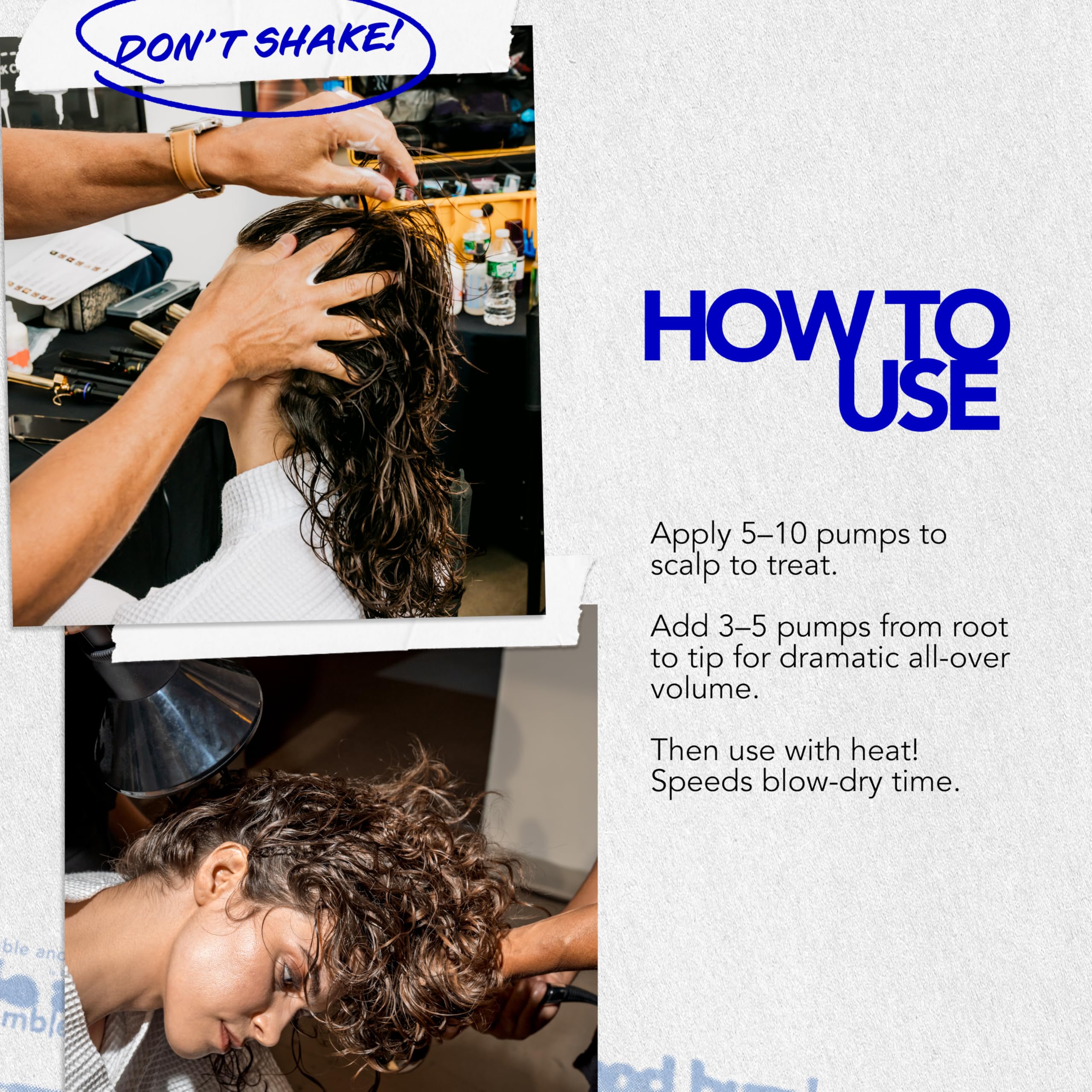 Bumble and bumble stylist applying foam for salon-style volume