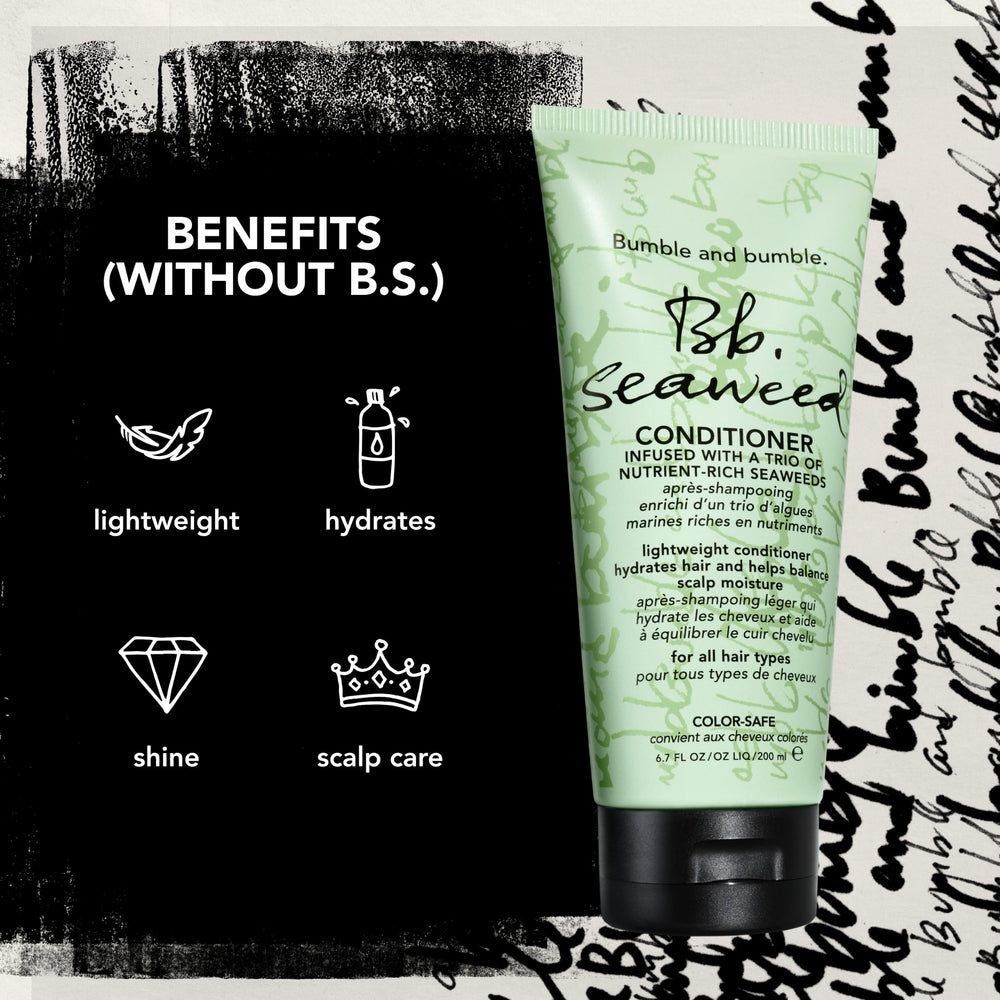 Bumble and bumble conditioner being applied to wet hair for detangling benefit