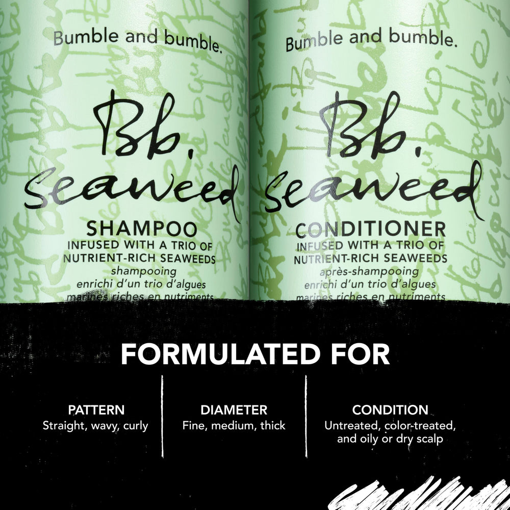 Bumble and bumble bottle in hand to show size and travel-friendly scale