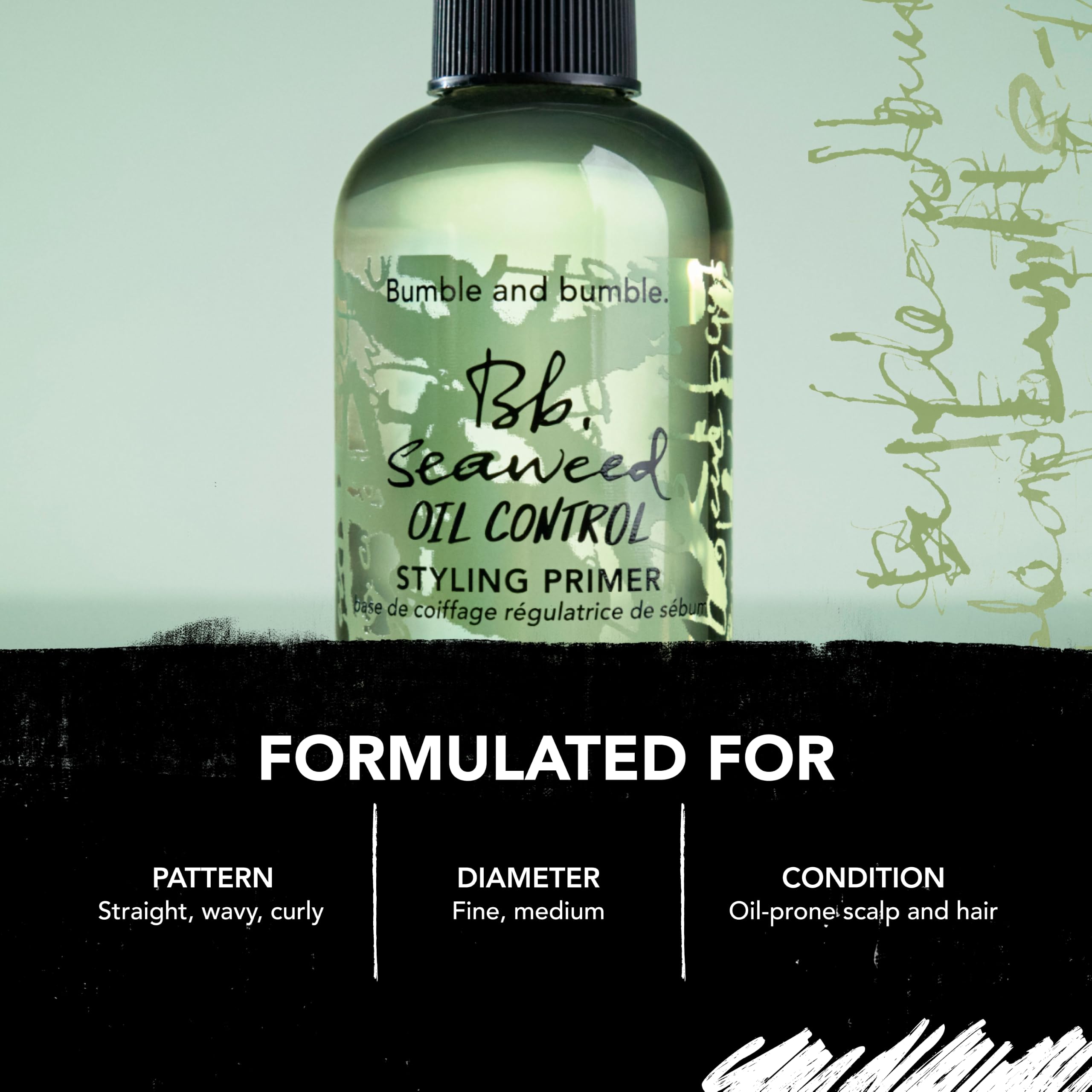 Bumble and bumble bottle staged on bathroom counter suggesting daily styling prep