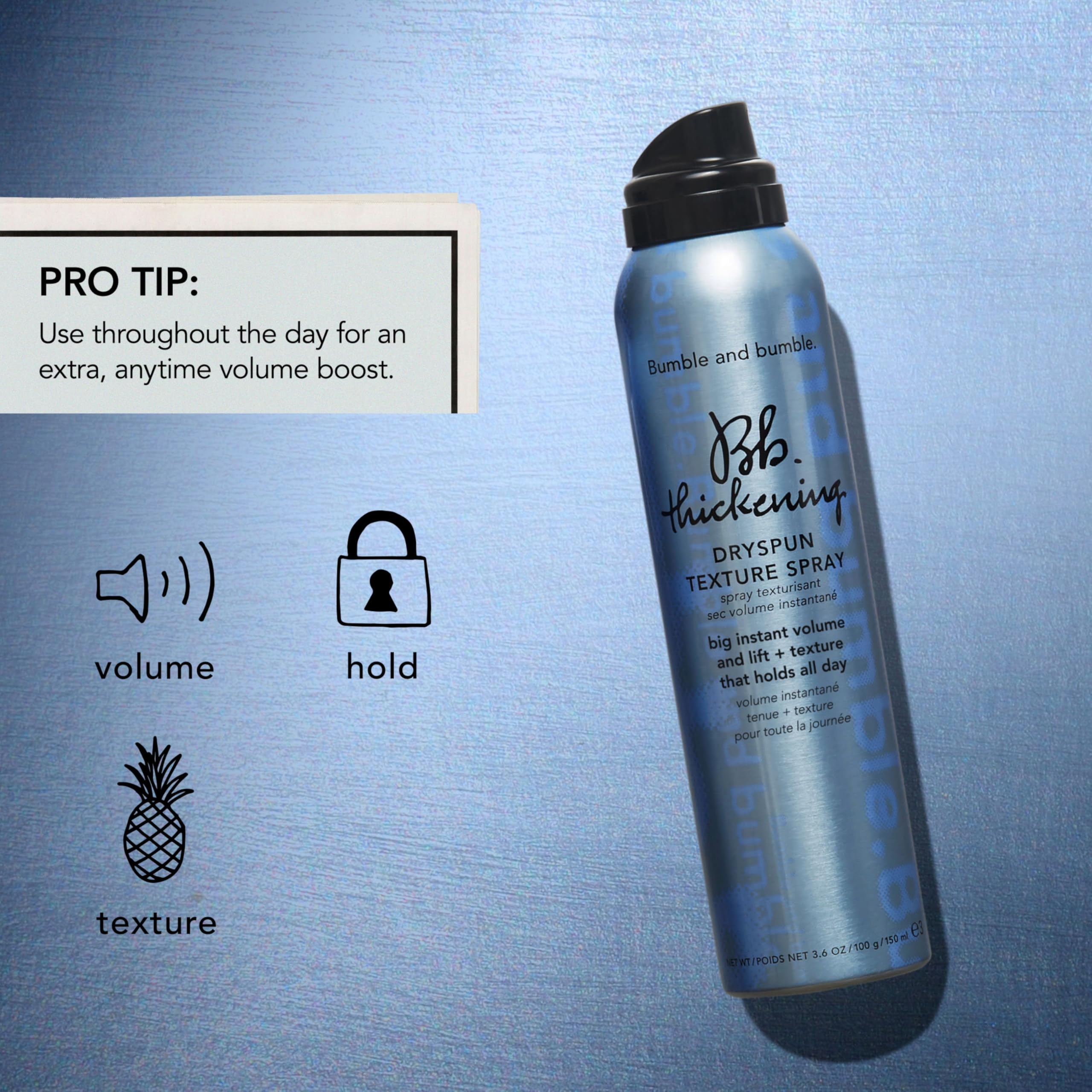 Bumble and bumble shampoo bottle close-up showing clear formula for root uplift