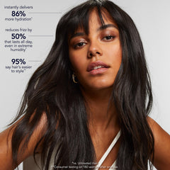 Bumble and bumble spray nozzle closeup demonstrating fine mist for even coverage