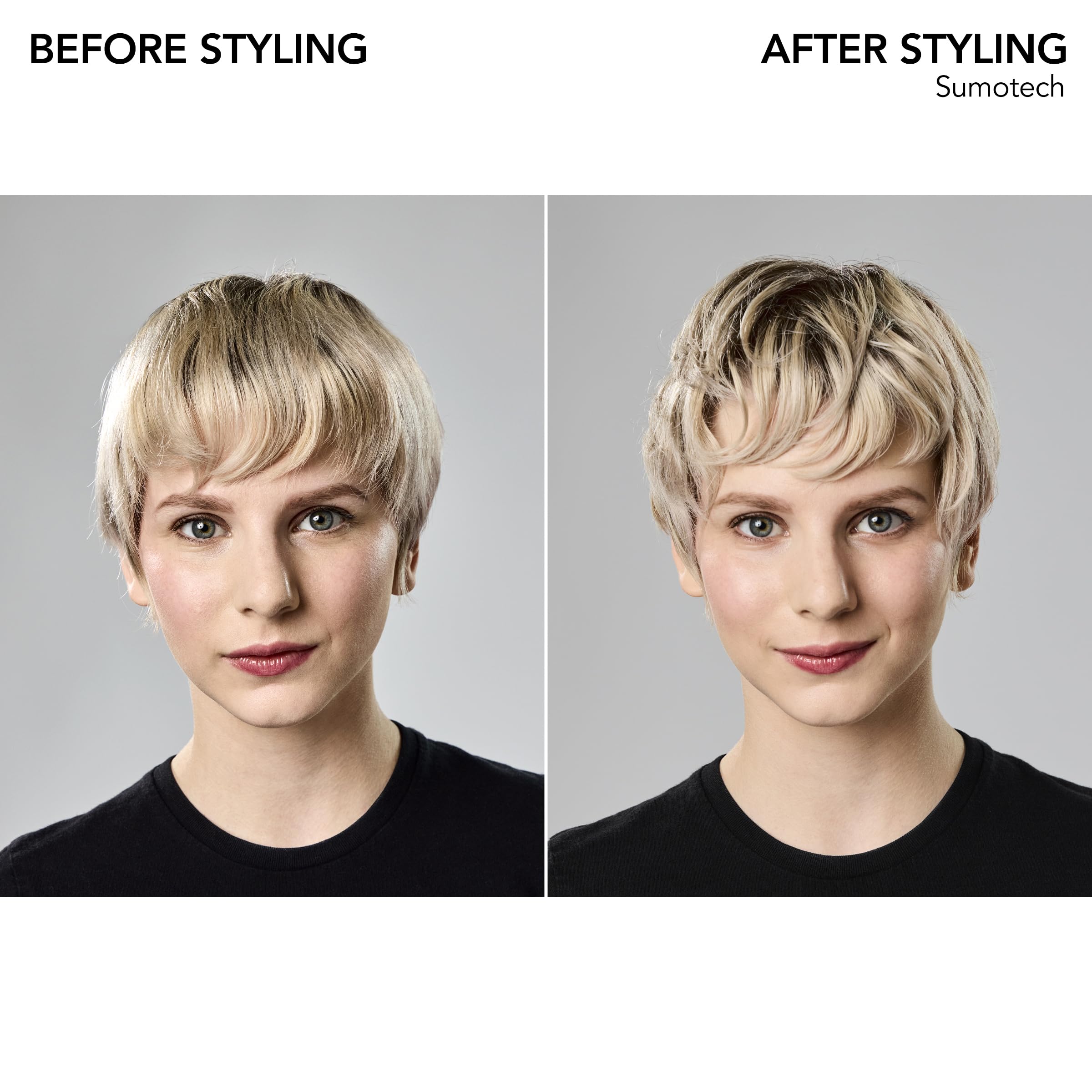 Bumble and bumble styled short hair side profile showing defined texture